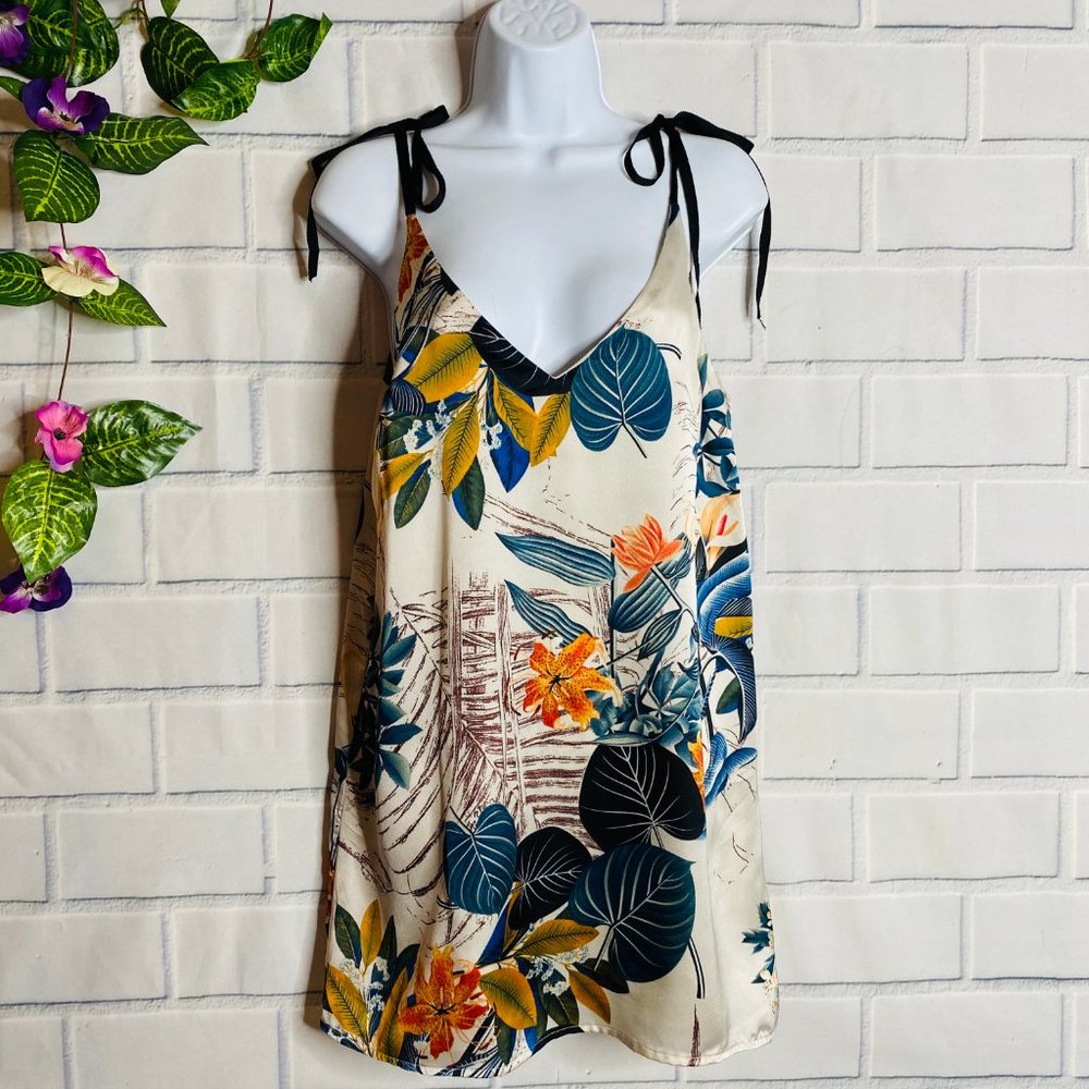 Beautiful Floral Print Tunic Style Short Dress S